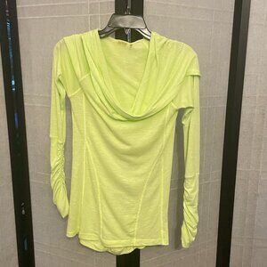 Zella Athletic Yellow/Green Long Sleeve Hooded Shirt